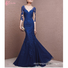 Royal Blue A-line New Model Cheap V Neck Open Back Sexy Mermaid Wedding Dress 2017